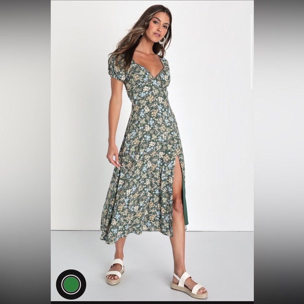 Green floral dress